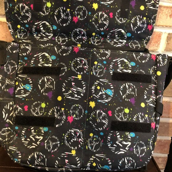 Yak Pak Crossbody Messenger Bag Peace Signs Multicolored Waterproof Canvas - Picture 3 of 6